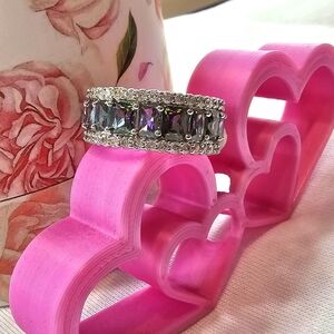 Bomb party Ring size 9 , Lab Created Rainbow Topaz Stone